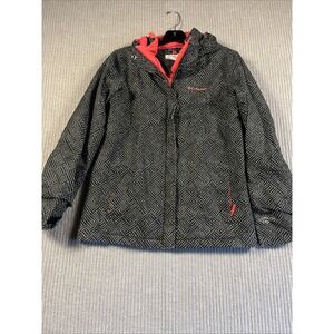 Columbia Girls Jacket L 14-16 Omni Tech Waterproof Black Lightweight Rain Hooded